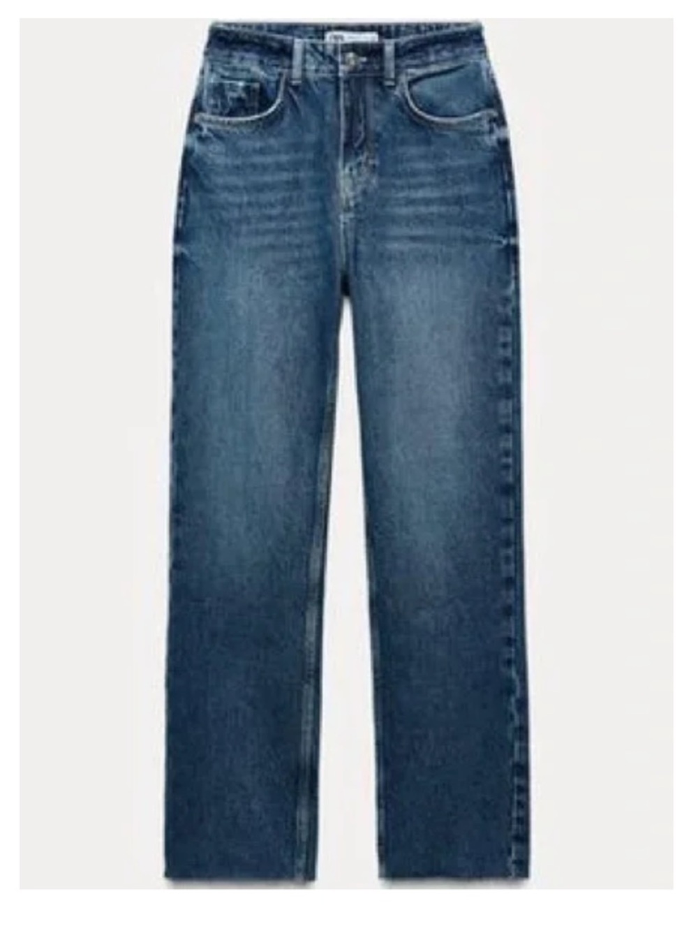 Zara High Waist Straight Leg Jean Medium Wash Denim Size 4